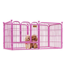 【带礼品送货】华美龙 狗围栏狗笼子 方管隔离护栏宠物狗栅栏小型犬中型犬大型犬金毛泰迪贵宾比熊兔子围栏 粉色（送固定卡脚咬绳） 六片-长120*宽60*宽60cm（建议20斤内）