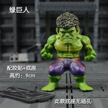 钢铁侠美国队长 Q版复仇者联盟模型蛋糕汽车载摆件公仔玩具 绿巨人-9cm 《彩盒装》配胶贴