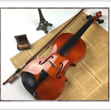 手工实木小提琴初学考级演奏琴儿童成人练习男女学生入门提琴乐器 枣红亮光 4/4臂长60以上