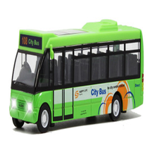 ZXZ电动玩具豪华旅游巴士合金车长途客车公交车儿童玩具车回力合金汽车模型 城市巴士-绿色盒装