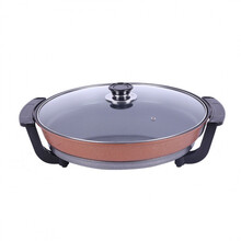 芯园大号电煎锅平底电炒不粘锅多功能电热锅单面电饼铛煎包饺烙饼锅ZP 内径38cm家用款