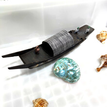 木制复古小船中国乌篷船水上漂浮小木船捕鱼船渔船纯手工模型家居摆件礼品 3防水35X9X0CM