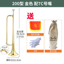 青年号小号乐器少年号鼓号队号少先队号学生号军号大喇叭B调 200型金色降B调配省力型镀银7C号嘴(带排水阀送