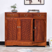 九合铭苑红木家具缅甸花梨（学名：大果紫檀）实木歺边柜餐边柜厨房储物柜新中式玄关柜储物柜收纳柜 长128*宽33*高107cm