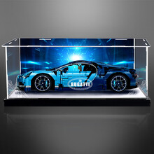 适用乐高积木布加迪威龙奇龙专用展示盒亚克力42083手办防尘罩 常规盒（透明盒身黑底板） 升级版42083布加迪威龙专用(3mm厚)