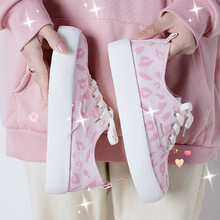 蓓尔帆布鞋女个性小白鞋2021夏季新款ulzzang休闲板鞋子ins潮鞋子 BE6009粉色 40