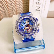 新款送小孩奥特曼儿童手表赛罗迪迦幼儿学生闪灯礼物男孩玩具卡通发光电子表 迪迦奥特曼蓝色 时间+闪灯