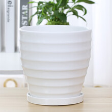 裕轩堂 纯白色新款陶瓷盆特大号室内简约个性带托盘绿萝吊兰批发多肉植物盆桌面家用清仓 70002白（高款） 中号口径约14厘米