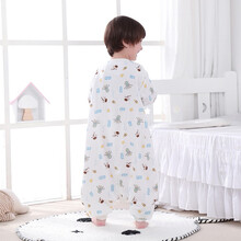 碧芙婴儿睡袋秋冬季加厚加棉空调房春秋季纱布宝宝分腿睡袋 儿童睡袋 大童防踢被子四季通用 海底世界（加厚加棉冬季款) 80cm