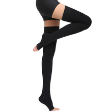 可孚 防静脉曲张弹力袜夏天夏季大腿术后弹力型薄款四季型 (一级)长筒包趾 黑色 S