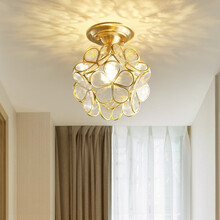 轩庭 全铜美式简约过道灯玄关灯欧式门厅入户衣帽间走廊灯阳台小吸顶灯 XD523-清光