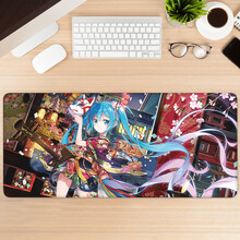 黑狼（Black Wolf）鼠标垫超大加厚锁边动漫风游戏键盘垫定制订做男女个性办公电脑桌垫 初音梦幻歌姬 400x900x5mm