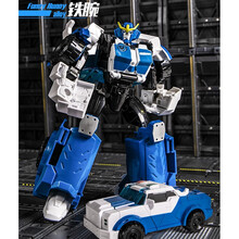 钢铁变形玩具金刚5合金机器人黄蜂钢索擎天侠汽车人模型儿童玩具男孩生日礼物 警车铁腕变形/动画版