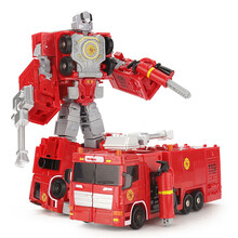 合金仿真车变形机器人玩具金刚大力神工程车消防车警车汽车模型男孩学生启蒙益智玩具儿童合金小汽车 【KY3084】焚天消防车