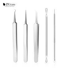 黛蔻（DUcare）粉刺针去黑头针套装工具挑痘夹不锈钢暗疮针祛痘针镊子压挤痘痘工具细胞夹 （5支）粉刺针/夹套装 4支挑粉刺工具