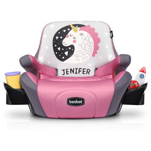 贝思贝特（besbet）汽车儿童安全座椅增高垫3-12岁ISOFIX硬接口便捷式通用简易安全坐垫 CS18-Q 独角兽