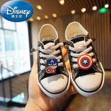 迪士尼(Disney)儿童帆布鞋新款透气童鞋百搭男宝宝球鞋一脚蹬板鞋春夏女童小白鞋小孩夏天穿的 黑色-美国队长 20码150=内长约14cm