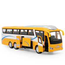 儿童合金双层观光大巴士校巴公交车公共汽车模型大客车玩具车模汽车模型 豪华旅游大巴-黄