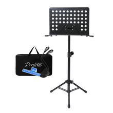 伯尔修斯 专业大谱架 吉他贝斯小提琴琵琶古筝架子鼓二胡长笛萨克斯乐器通用家用便携式可升降折叠谱架 【轻便专业款1.7米】PRS-06黑色+夹+包+灯