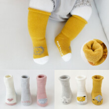 婴儿袜子长筒袜秋冬加厚保暖防滑新生儿宝宝袜男女童高筒袜 男宝宝6双 M码(1-3岁)