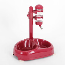 狗狗饮水器挂式喝水器猫碗自动喂水器泰迪立式水壶宠物猫小狗自动饮水机 心形饮水器 红 杆式组合升降
