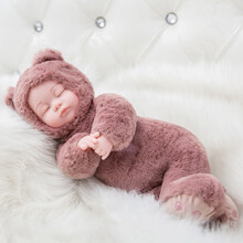 智能仿真娃娃玩具婴儿毛绒音乐娃娃会说话软胶安抚陪睡洋娃娃会唱歌睡眠娃娃女孩宝宝儿童玩具 酒红毛绒熊 40厘米(120首歌+说话）