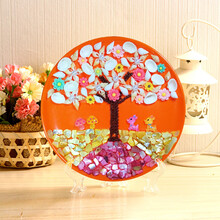 贝壳画手工diy 幼儿园儿童手工制作材料包益智天然海螺盘子画粘贴创意 繁花似锦