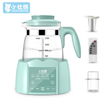 小壮熊 （XIAOZHUANGXIONG）养生壶 1.2L 电水壶烧水壶煮茶器煮茶壶 迷你玻璃花茶壶热牛奶 316L 尊绿-带滤网