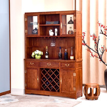 九鲤王府红木家具非洲花梨（学名：刺猬紫檀）酒柜橱架实木新中式客厅隔断柜玄关柜储物柜收纳柜O 长138*宽40*高198cm