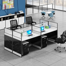 森果家具 屏风办公桌椅组合 职员桌 四人位员工位 电脑桌椅套装员工桌 卡座简约现代财务桌隔断小卡位 王字型四人位含柜(台面1.2m*0.6m)