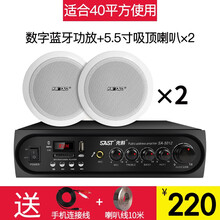 先科吊顶天花音响吸顶喇叭定压功放机会议室音箱套装音响校园广播蓝牙餐厅公共系统商铺家用家庭影院 5.5寸一拖二40平米推荐