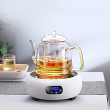诺洁仕（LOCUS）电陶炉茶炉家用功夫热泡蒸煮烧水炉迷你不挑玻璃陶瓷铁壶光波电磁炉机器 瓷白色茶炉+1200ml玻璃壶H款