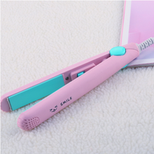 卷发棒迷小型功率直发卷发两用熨板刘海蓬松迷你拉直板女小型夹板乾越 淡粉-微笑（送收纳盒）