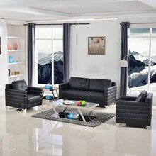佳盾办公沙发简约现代三人位办公家具商务会客接待办公室沙发茶几组合 三人位+单人位+单人位+长茶几+方茶几（西皮）