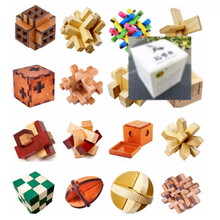 神龙摆尾儿童木质制解锁力玩具拼装孔明锁鲁班锁套装 16个C款套餐配16个包装盒