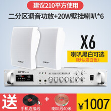 先科壁挂音响音箱室内无线蓝牙套装背景音乐公共广播商铺超市餐厅悬挂壁式天花吸顶服装奶茶店 二分区调音蓝牙功放+20W壁挂6个（210平）