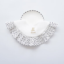 北欧风360度圆形旋转婴儿围嘴宝宝口水巾棉围兜新生儿口水兜 刺绣樱桃波点花边