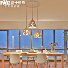 雷士照明led餐厅灯餐吊灯具三头欧式简约花型圆形创意餐桌饭厅灯 圆形底/15W（3*5W）暖白光