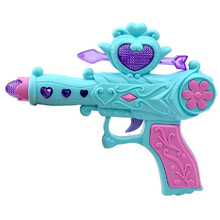 儿童男孩女孩灯光音乐投影电动枪玩具枪声光塑料耐摔警察宝宝玩具 闪光八音枪【蓝色】送2节7号电池