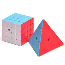 奇艺 启源四阶魔方炫亮六色磨砂面免贴纸4阶送教程益智玩具 四阶+金字塔+教程
