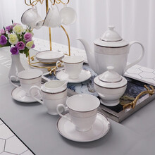 LONGCHANG唐山隆昌骨质瓷咖啡具杯15头套装欧式小奢华单个ins风格现代家用简约 公主日记15件套