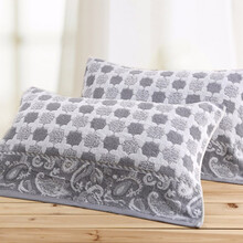 沐凡 纯棉枕巾一对2条装 加大加厚柔软透气全棉成人情侣枕头巾 十字灰色一对