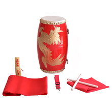 9 12 14 15cm沥龙腰鼓 儿童 成人秧歌腰鼓队 幼儿园打击乐器 14CM沥龙腰鼓+鼓棒+背带+方巾+三米红绸