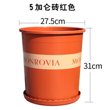 唯友超大花盆 树脂加仑盆居家绿萝月季盆栽阳台塑料花盆种菜大号矮胖 砖红色5加仑 含托盘