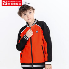 探路者童装儿童软壳衣 秋冬户外男中大童防风保暖休闲运动外套立领棒球服QAEH93021 橙红 120