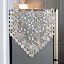 泰绣 冰箱罩欧式对开门冰箱盖布单双开门冰箱巾洗衣机罩蕾丝小盖巾家用防尘罩 2144-双色 60*180cm尖角冰箱巾