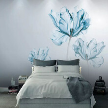 伊尔雅 8D立体浮雕电视背景墙壁纸蓝色花朵墙纸客厅影视墙纸5d现代简约定制无缝壁画墙布 定制无缝壁画(联系客服选择自己要的图案) 3D进口无缝丝绢布