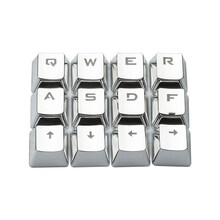 e元素电镀金属质感键帽104 87键十字轴机械键盘个性透光键帽 绝地求生吃鸡键帽 12键电镀金属键帽 亮银