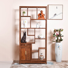 承古堂红木家具非洲鸡翅木（学名：非洲崖豆木）博古架中式实木客厅隔断柜玄关柜多宝阁陈列柜置物架书架层架 单个博古架  长90*宽27*高189cm