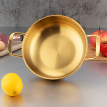 德勒不锈钢汤锅干锅盆拉面锅金色海鲜锅小龙虾加厚平底锅双耳锅 拉面锅20cm（金色）